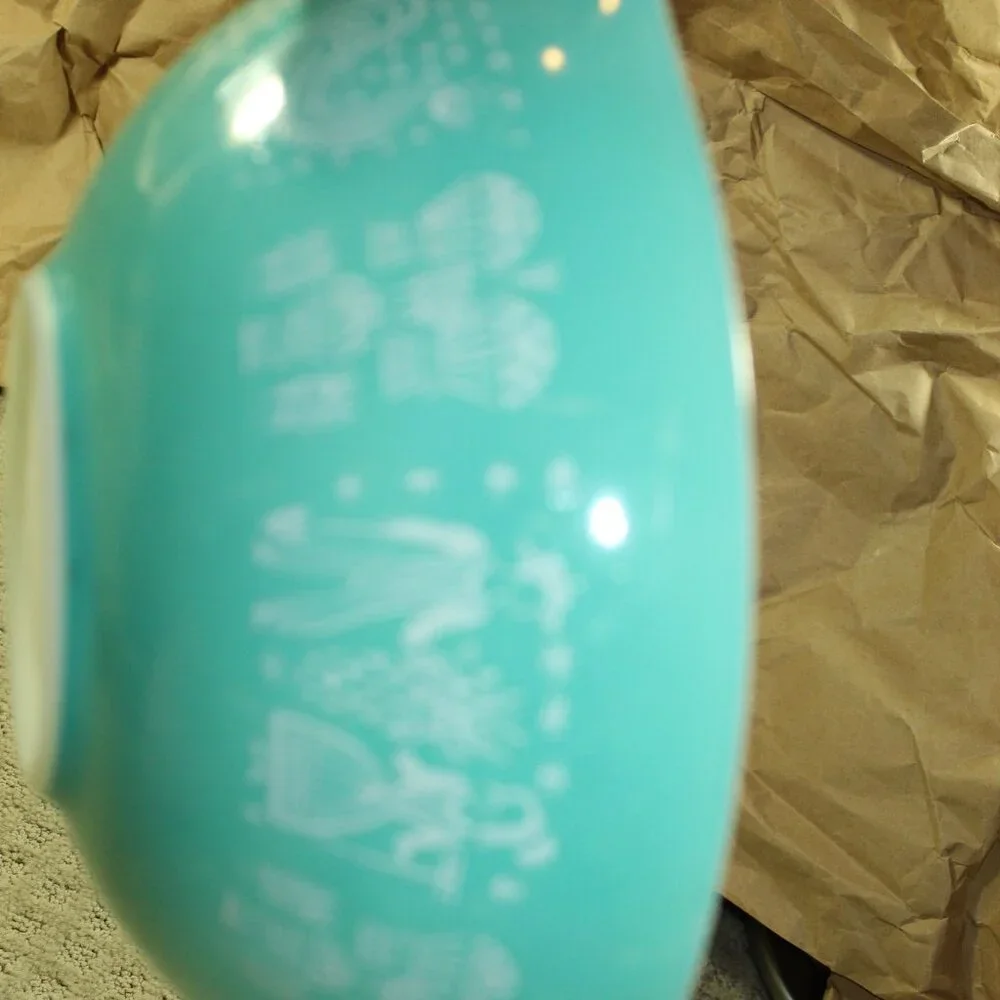 Vintage Pyrex 4Qt Mixing Bowl #444 Turquoise Blue Cinderella Amish Butterprint